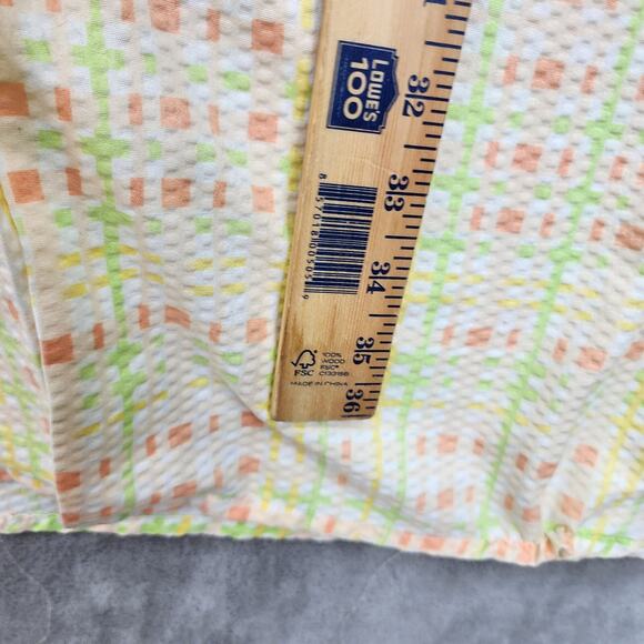 Vtg Lati Fashion House Coat Robe Women LARGE Seersucker Check Gingham Snap Front - Picture 11 of 14